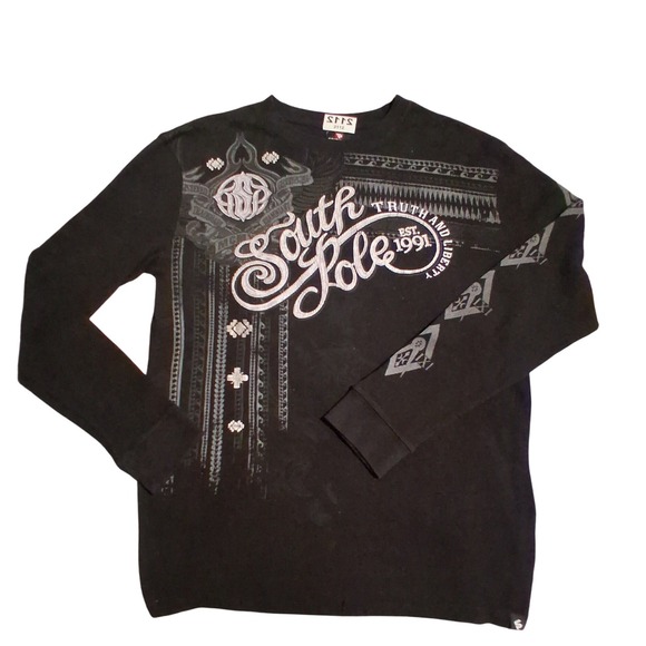 South Pole Other - Y2k SouthPole Mens size XL Waffle Knit Thermal Graffic Grungecore Streetwear Tee